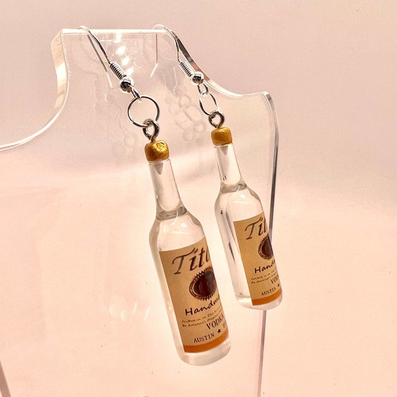 Tito’s Vodka Earrings - Alcohol Bottle Earrings - New Years Party Earrings - Picture 4 of 10
